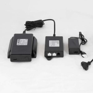 Quadro electric desk battery and charger with under‑desk dock for cordless height‑adjustable workstations