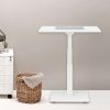 Quadro litet höj- och sänkbart skrivbord i vitt med enpelarstativ och stabil fotplatta