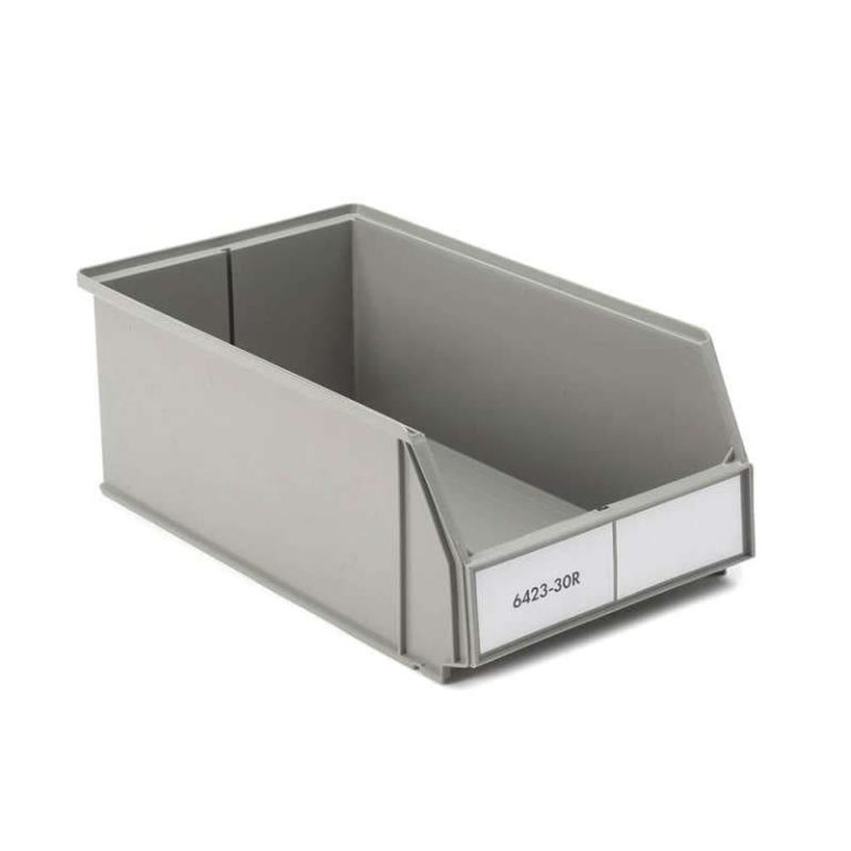 Grey ReBOX 6423-30R open front stacking bin, 230 × 400 × 150 mm