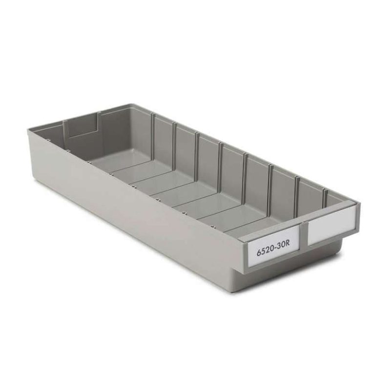 Grey ReBOX 6520-30R plastic shelf bin for small parts storage
