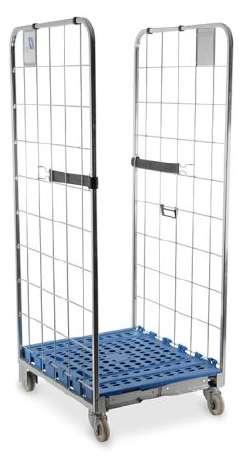 Roll container with folding base, electro‑galvanised, Ø 100 mm castors