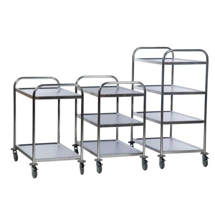 Rostfri hyllvagn 100 kg med 2, 3 och 4 hyllplan