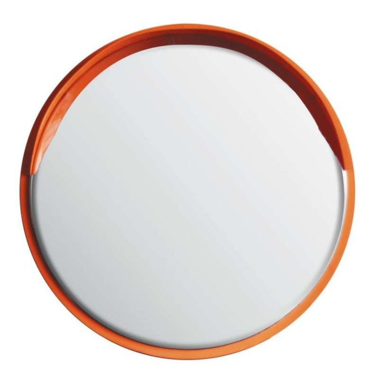 Rostfri trafikspegel med orange solskydd för lager och trafikområden