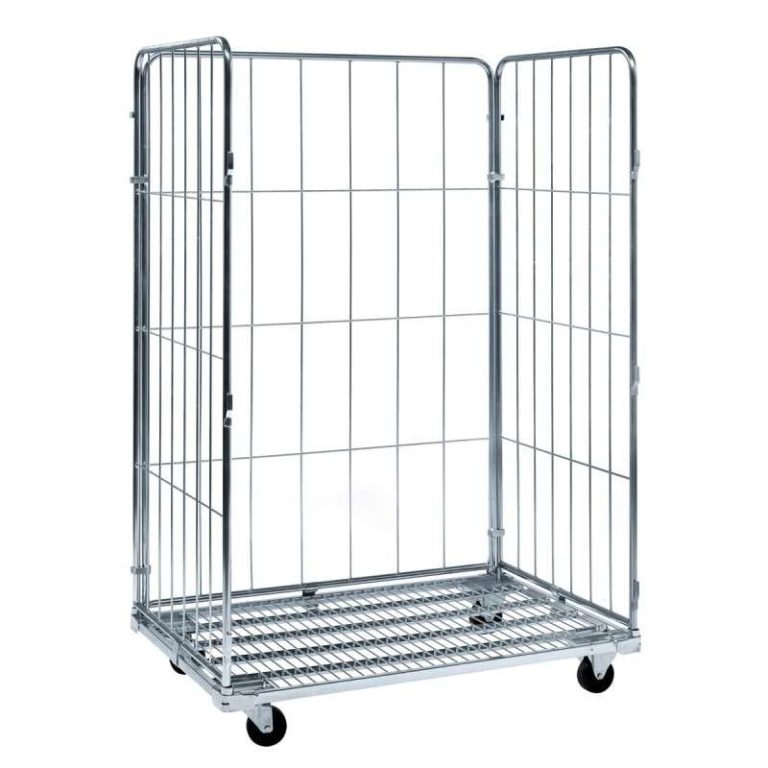 Bred rullcontainer med 3 väggar, 1200 x 800 x 1800 mm