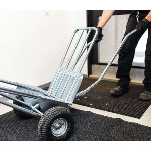 Sack truck carry handles, Ø22 mm galvanised, mounted on VK 24 for two‑man stair work