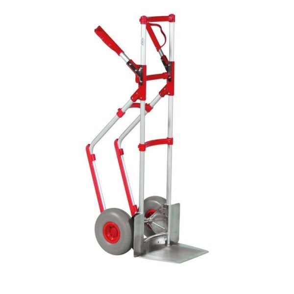 Säckkärra i aluminium 250 kg med glidskenor och punkteringsfria 260 mm hjul