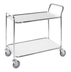 Serving trolleys for kitchens, canteens and healthcare. Options in stainless steel, steel and other materials. Hygienic, durable and easy to clean.