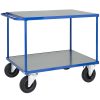 Shelf Trolley 400 Series with 500 kg capacity, two galvanized steel shelves and blue powder-coated frame