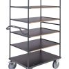 500 Series ERGO heavy-duty shelf trolley with five MDF shelves, dark grey frame and Ø 200 mm castors