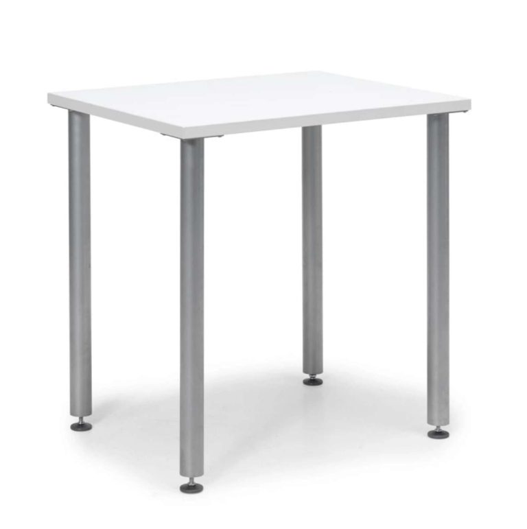 Economy small office table with white melamine top and grey legs