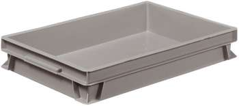 Grey solid Euro container 600 x 400 x 100 mm plastic box
