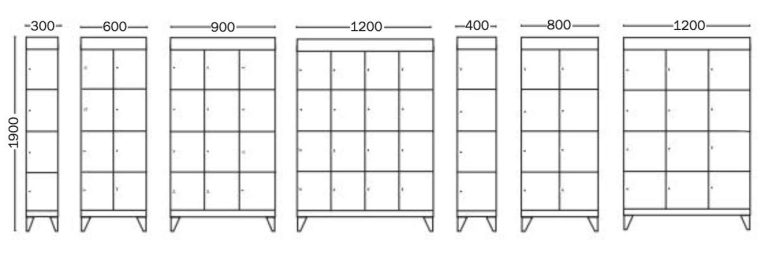Solid småfacksskåp 4 fack i höjd i pulverlackerat stål