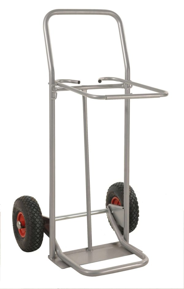 Sopsäcksvagn 125 L med Ø 260 mm luftgummihjul, pulverlackerat stål grå RAL 7042, bärförmåga 150 kg