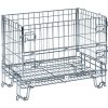 Stackable collapsible wire mesh container with opening long side