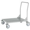C3 stainless steel platform trolley with low loading deck and four swivel castors
