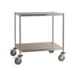 Stainless steel shelf trolley with 2 or 3 tiers, 200 kg capacity and 125 mm swivel castors