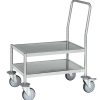Stainless steel shelf trolley with 2 shelves and Ø125 mm swivel castors