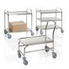 Stainless steel shelf trolley range in 1-tier, 2-tier and 3-tier versions with braked castors
