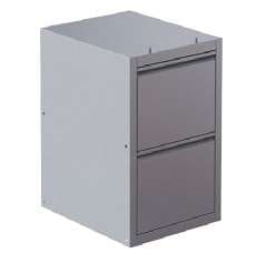 Stainless steel under-bench drawer unit with two drawers for workbench storage