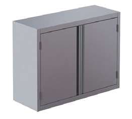 Lockable stainless steel wall cabinet with double doors for hygienic wall storage