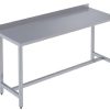 Stainless steel work table with rear upstand and welded square-tube frame for hygienic work areas