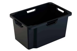Stackable plastic storage boxes