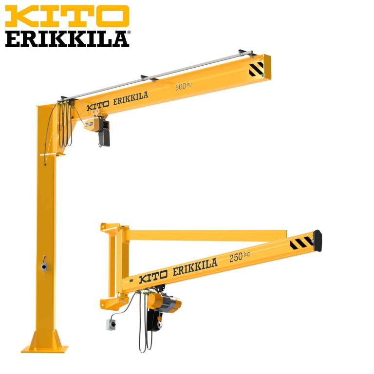 Kito Erikkila pelarsvängkran 500 kg och väggsvängkran 250 kg med telfrar.