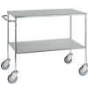 2-tier table trolley with stainless steel shelves and swivel castors