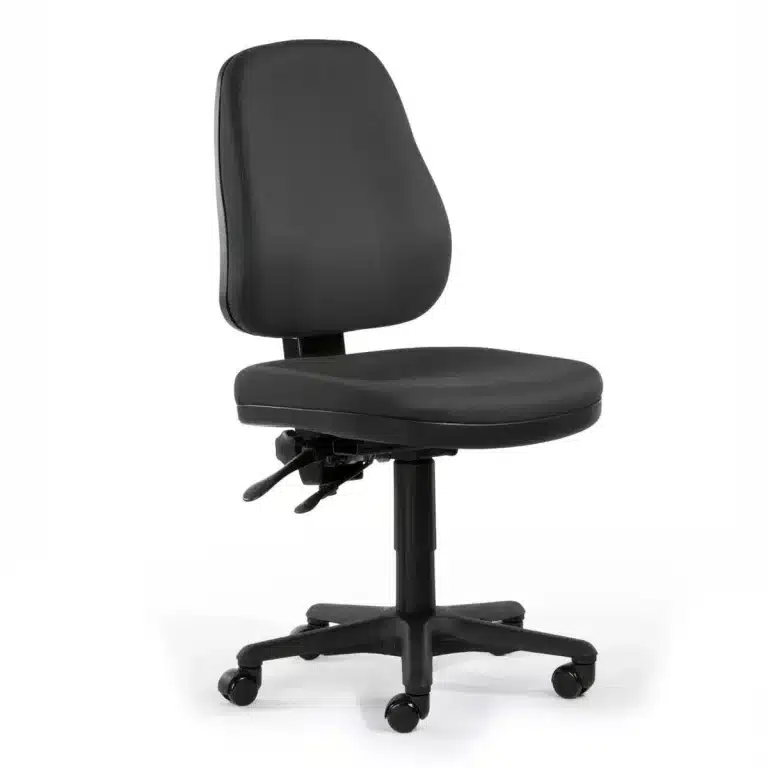 Team 9+ adjustable office chair in black fabric with soft PU castors