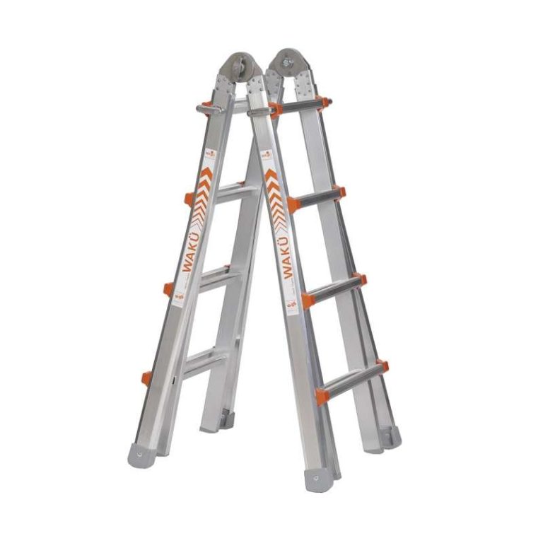 Telescopic combination ladder 4×4 rungs in A‑frame position, EN 131, 4.2 m reach