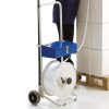 Ecostrap textile strapping on a strapping trolley securing a pallet load