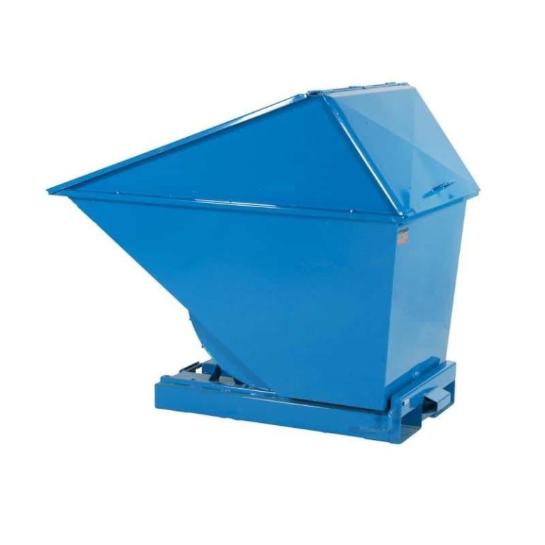 Tippcontainer med högt lock för automatisk tippning, blå RAL 5019