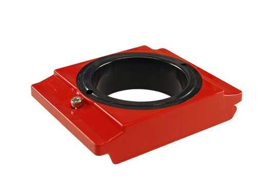 Red HSK tool holders for mounting on a cone rack. Each holder is secured to the rack with a screw. Made from ABS plastic.