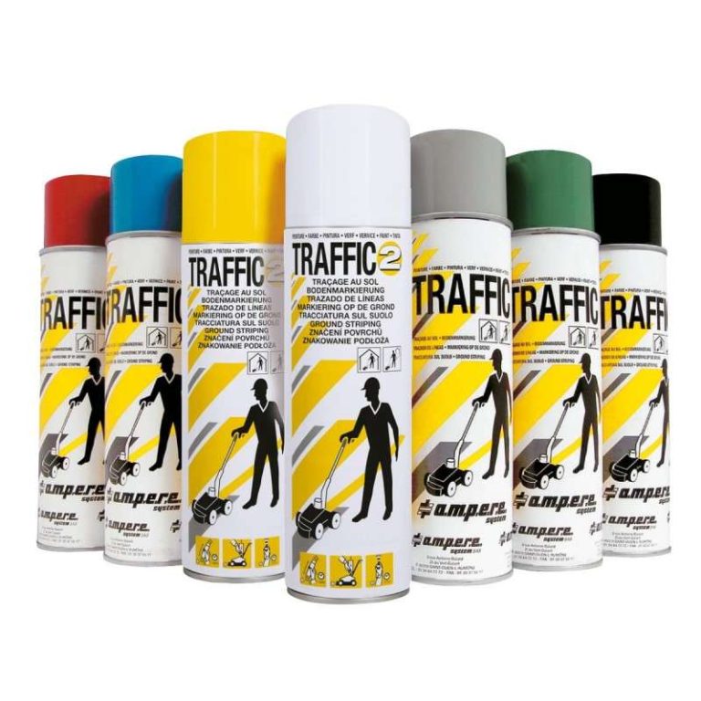 TRAFFIC markeringsspray 500 ml i sju kulörer för linjemarkering