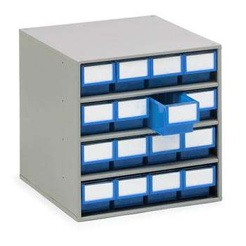 Treston 1640 storage bin cabinet with 16 shelf bins for small parts