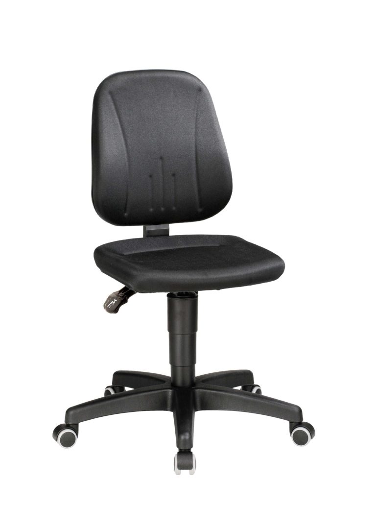 Svart Treston Ergo 30 ergonomisk arbetsstol för industri med ryggstöd och obelastat bromsande länkhjul