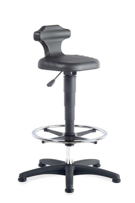 Treston Flex 19 sit-stand chair with black polyurethane seat and foot ring