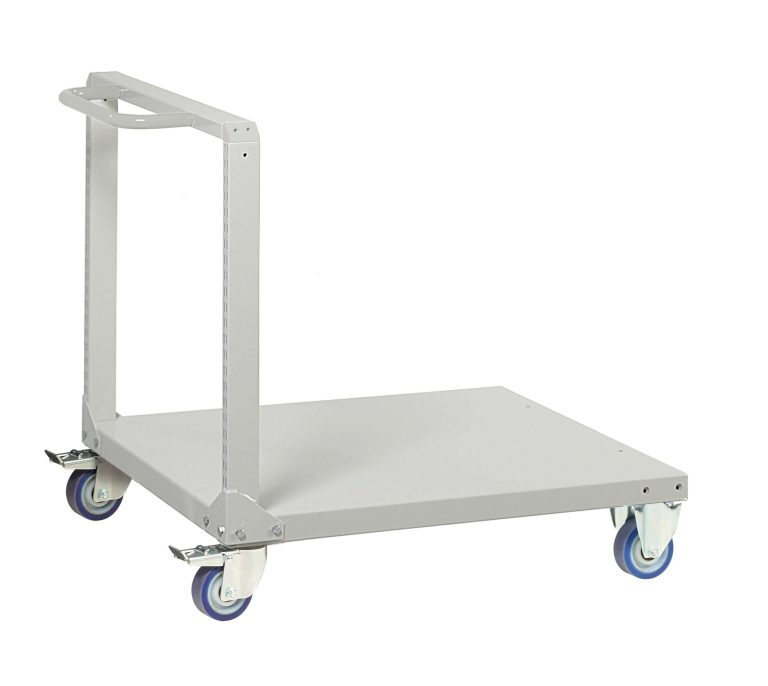 Treston Heavy-Duty Platform Trolley 1 with flat steel deck, single push handle and braked castors, 600 kg