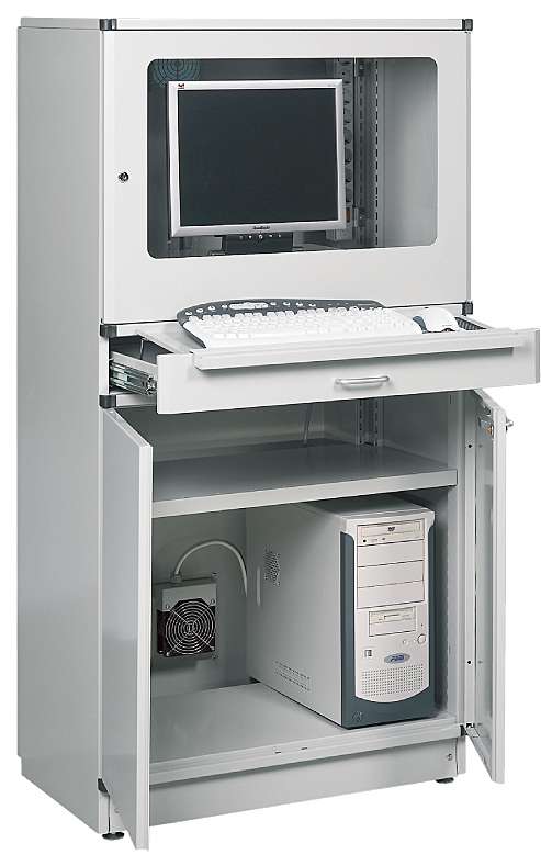 Treston industrial computer cabinet with pressurised air filter for dusty factory and warehouse IT equipment
