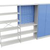Treston Shelving System with open shelves, perforated panel and cabinet section – modular industrial shelving system