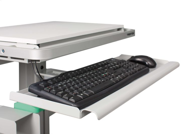 Treston MLC keyboard and mouse tray with wrist support, 620 x 210 mm