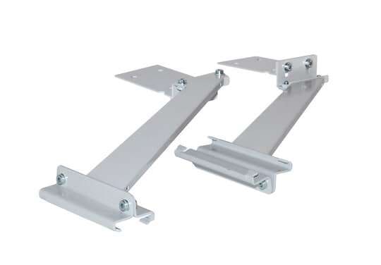 Pair of grey Treston PPC cutter brackets for mounting on a roll-stand frame