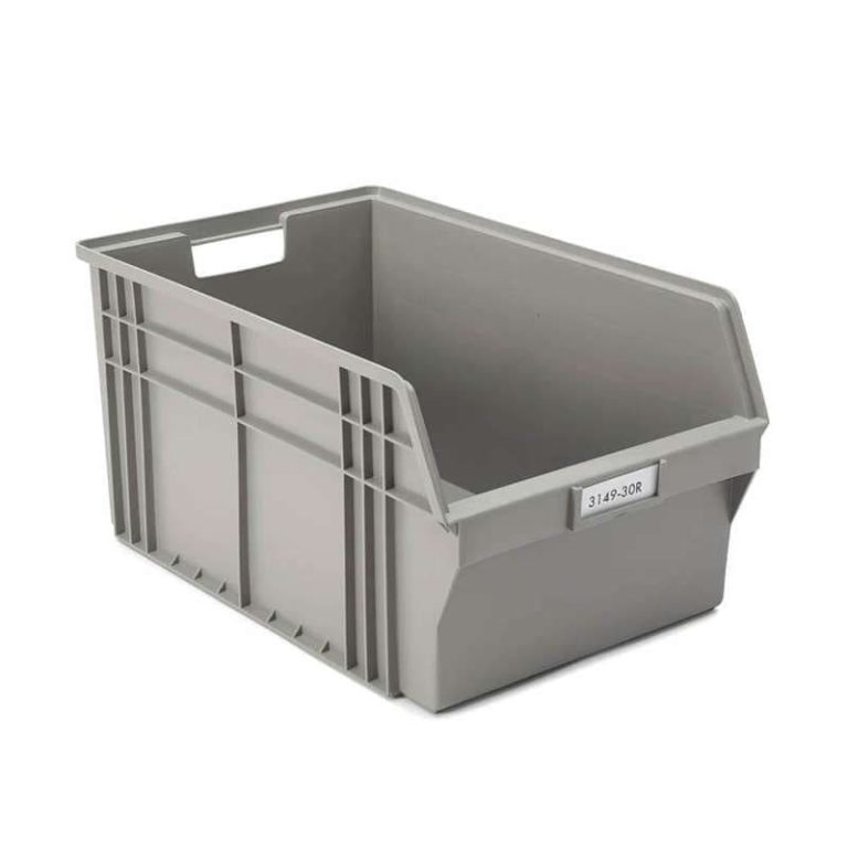 Treston ReBOX lagerlåda 22,6 l, staplingsbar plastback av återvunnen polypropen, 310×490×250 mm, grå