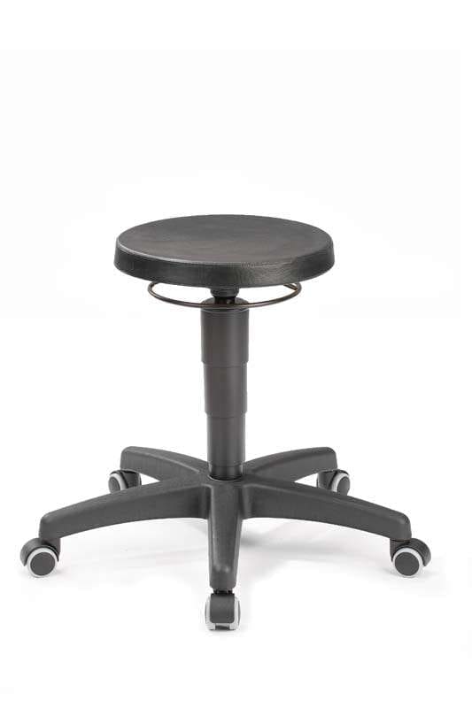 Treston Stool 15 black height-adjustable industrial workshop stool with castors