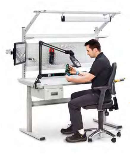 Treston TED electric height adjustable workbench for industrial assembly and packing work