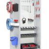 Treston Tower mobile storage workstation with perforated panels, shelves and bins for assembly and maintenance