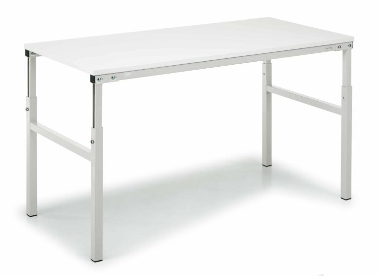 Treston TP arbetsbord med höjdjusterbar stålstomme och ljusgrå laminatskiva