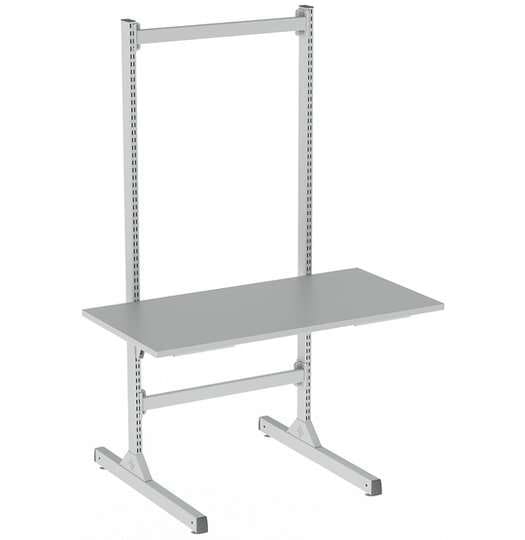 Treston TP upright frame industrial workbench with separate bench top and upright accessory supports.