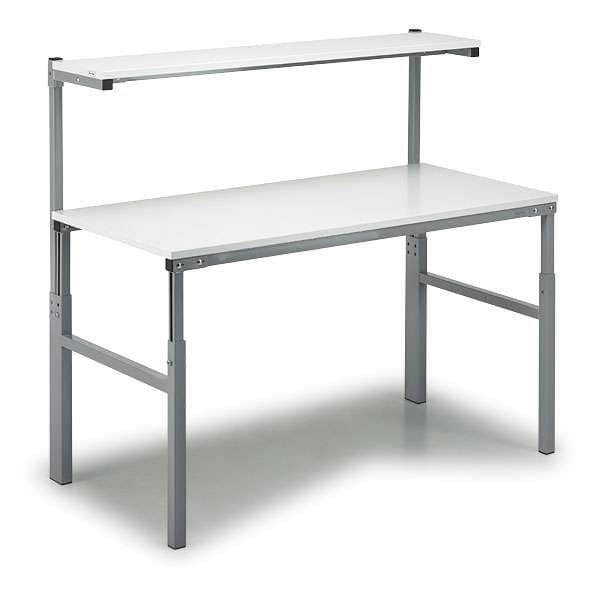 Treston TPH height-adjustable industrial workbench with upper shelf