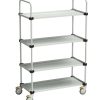 Treston TRTA 4-shelf trolley with adjustable steel shelves and swivel castors, 1000 x 430 mm